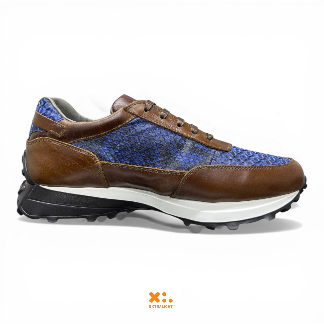 Sneaker 20K piel Phyton mezclilla/cognac extralight®