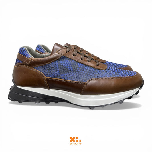 Sneaker 20K piel Phyton mezclilla/cognac extralight®