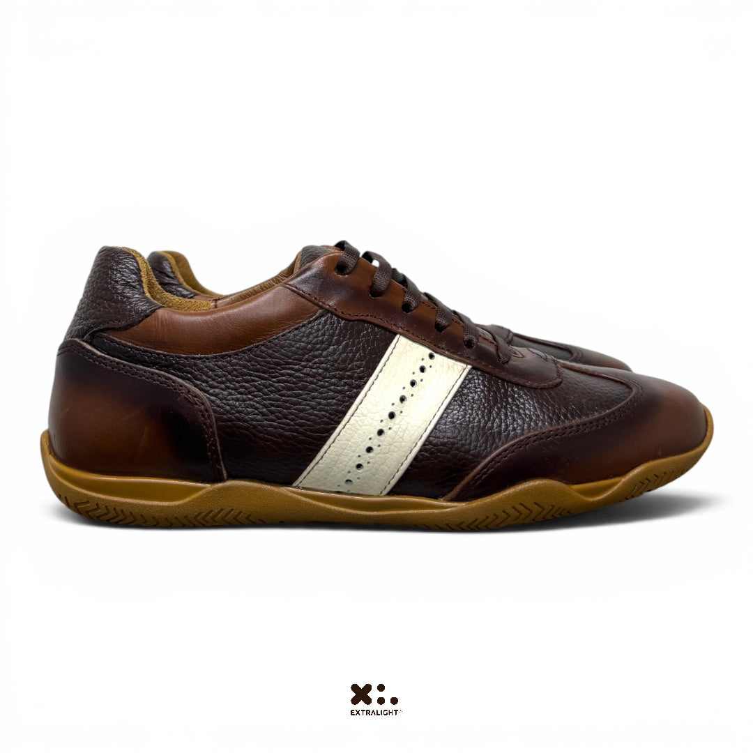 sneaker Mallorca - piel venado / whiskey brown white
