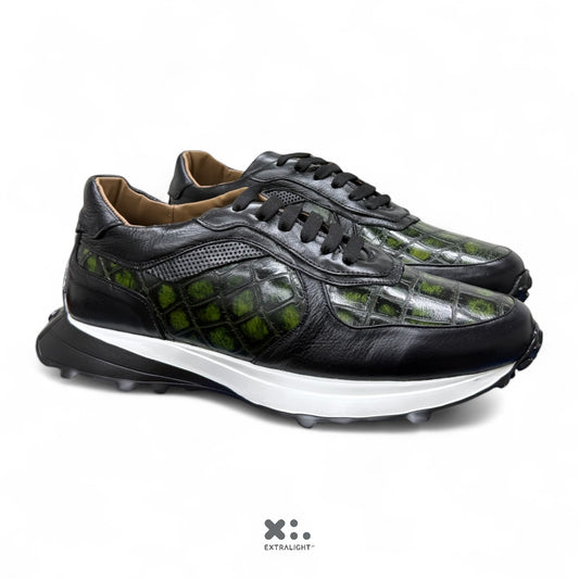 sneaker de piel alligator skin print green 20k15 extralight