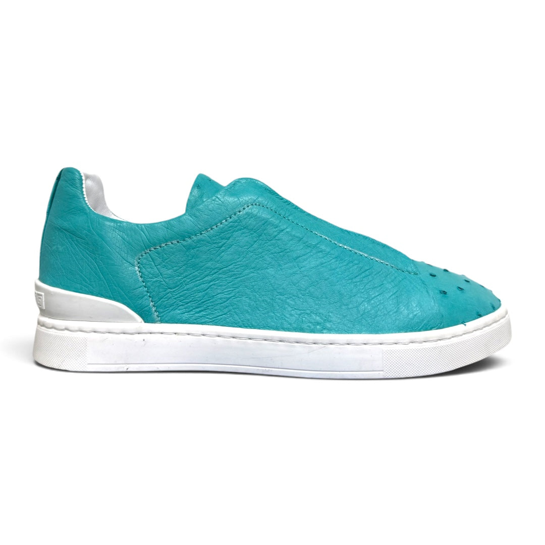 MACRINO- piel avestruz blue ice