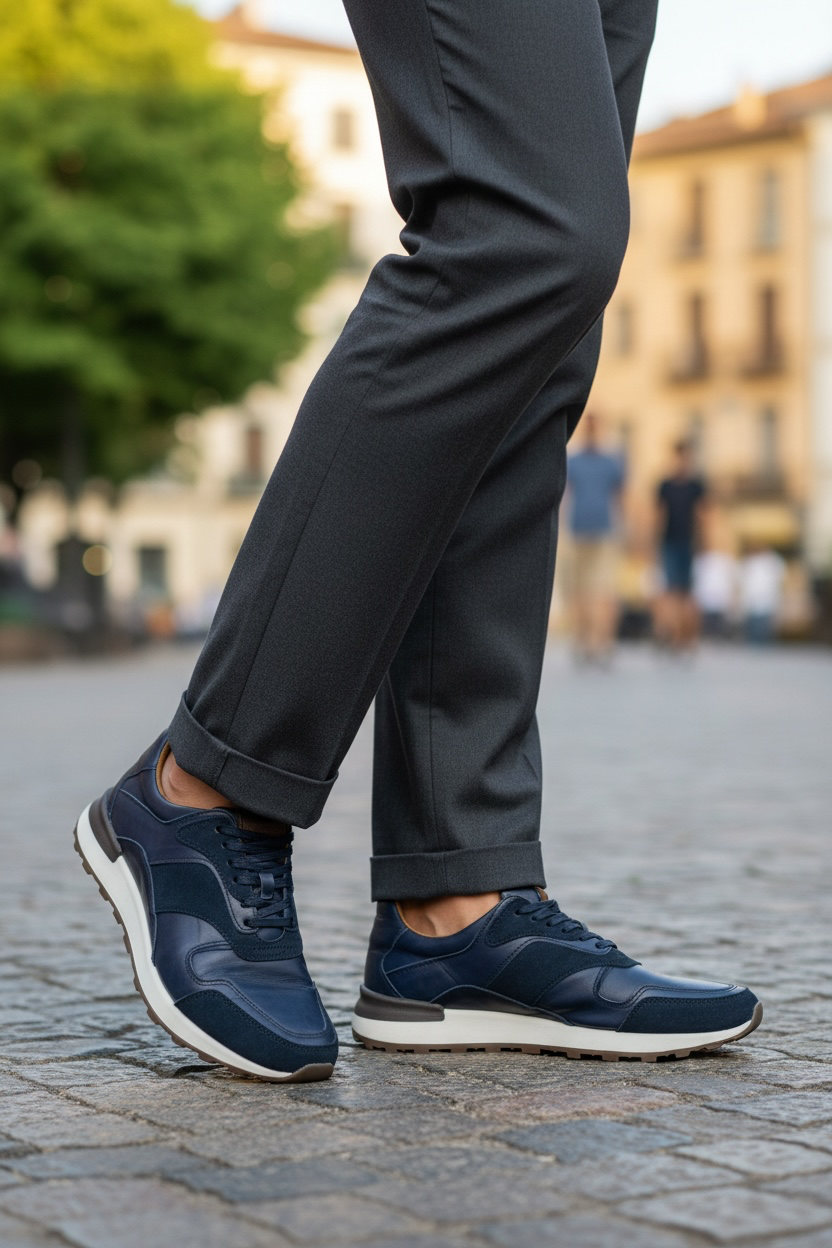 Tenís de piel 6030 - pull up blue gamuz