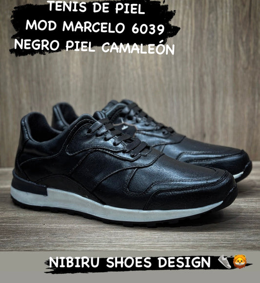 tenis de piel negro napa mod 6030