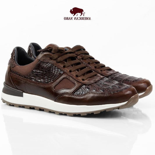 tenis de piel flother toro / piel de cayman negro mod 6034