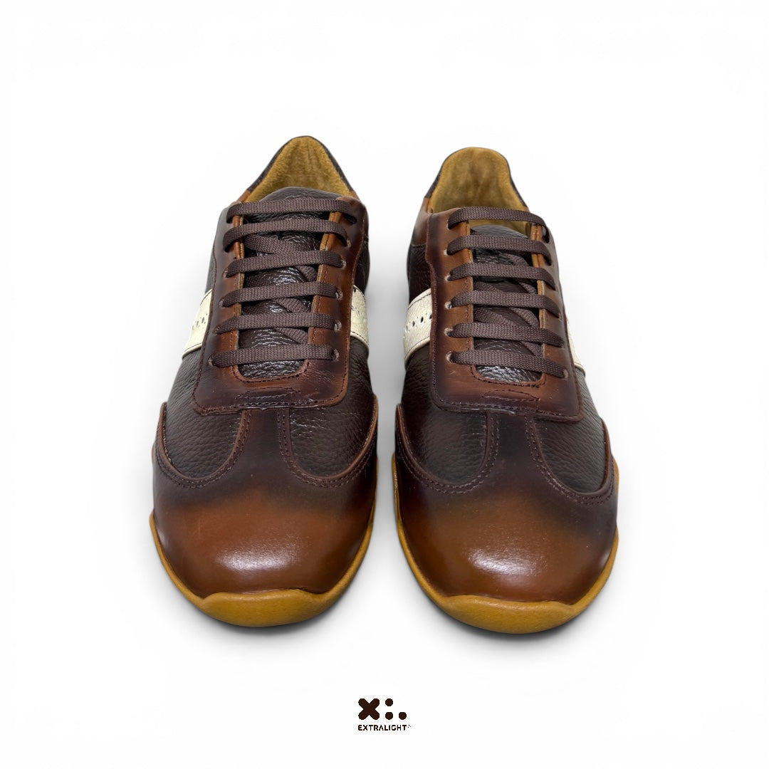 sneaker Mallorca - piel venado / whiskey brown white