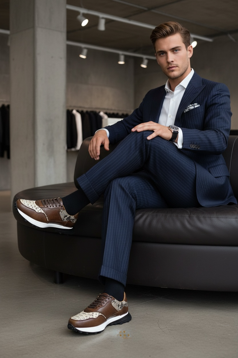 Sneaker 20k10 - café tabaco piel / piel pyton legit cream extralight