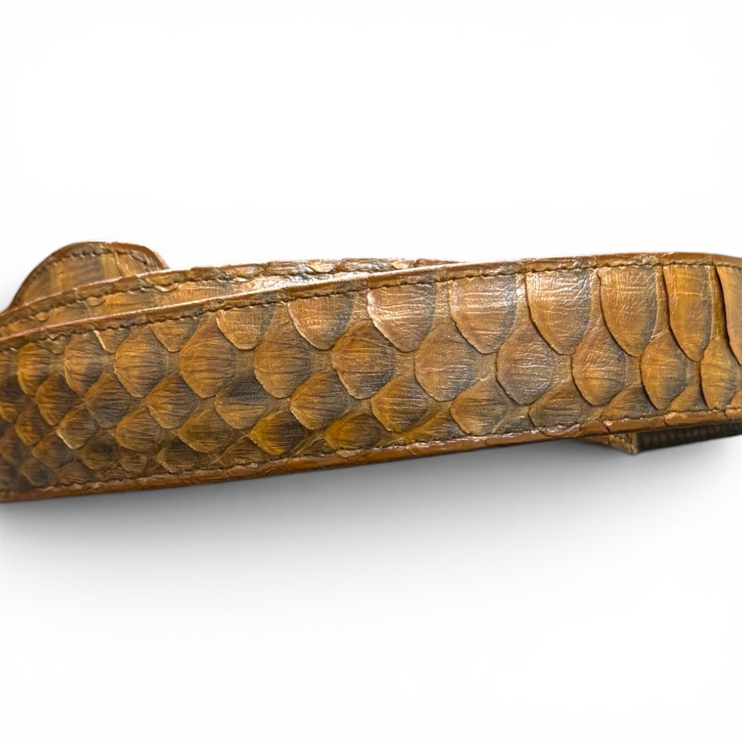 Cinturon de víbora pyhton caoba tornasol