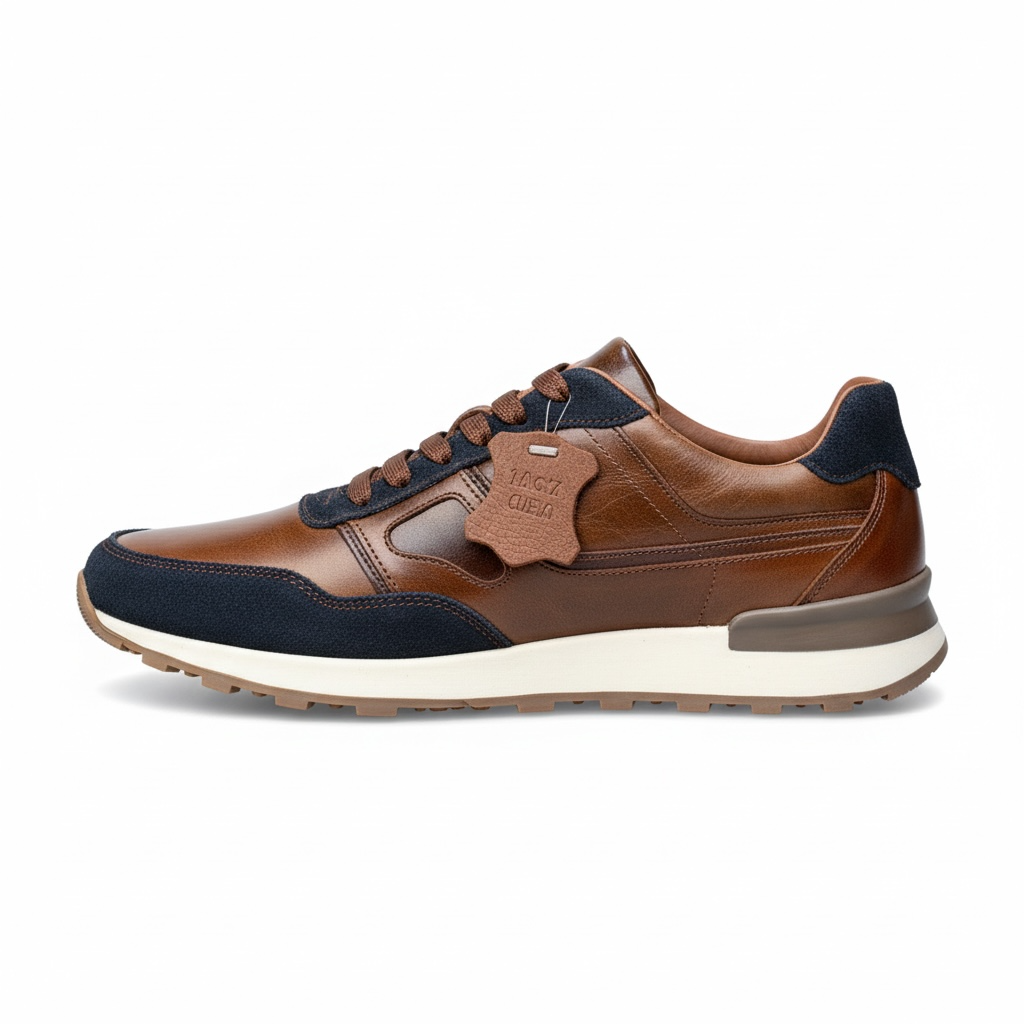 Tenís de piel 6034 - café navy