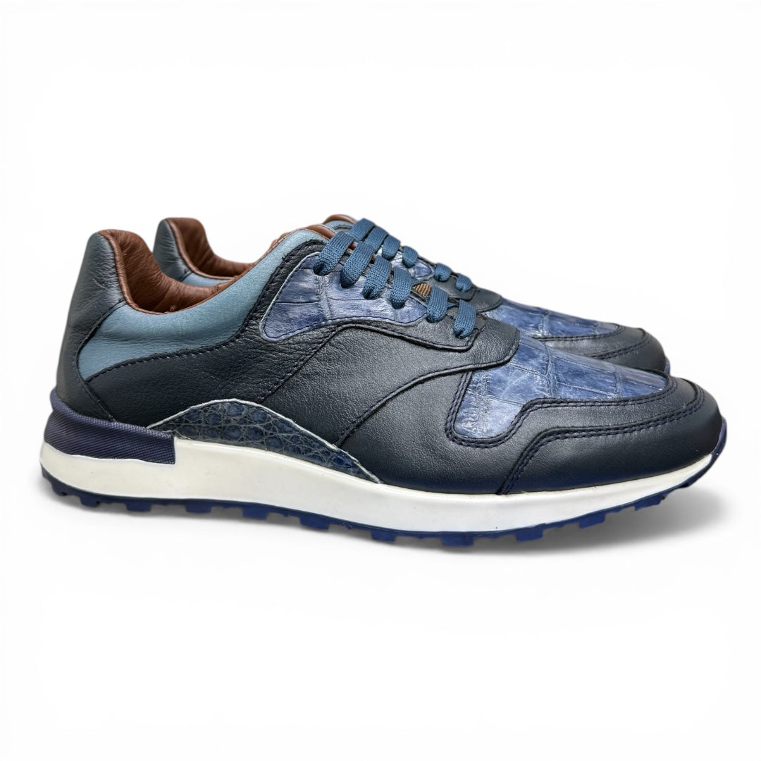 zapatos 6030 bleu / piel cocodrilo blue mármol