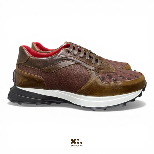 Sneaker 20K15 piel avestruz café moca extralight®