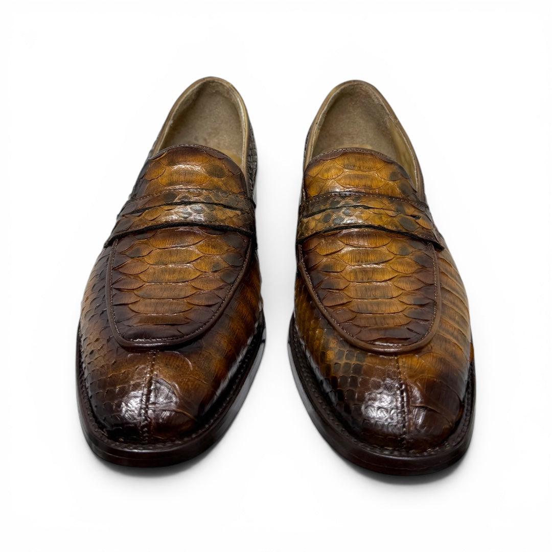Loafers clermont piel full pyton miel madera mármol