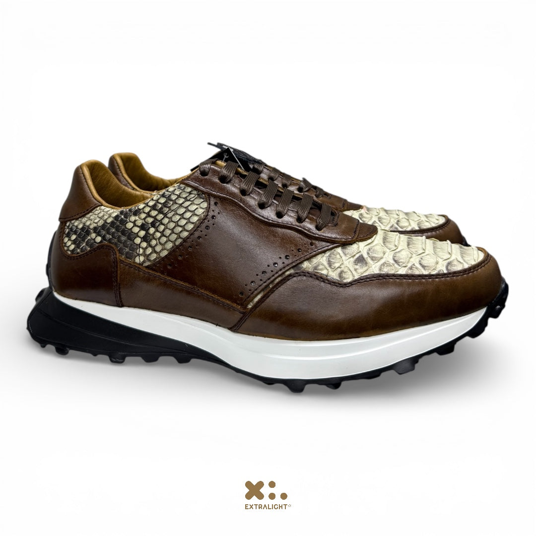 Sneaker 20k10 - café tabaco piel / piel pyton legit cream extralight