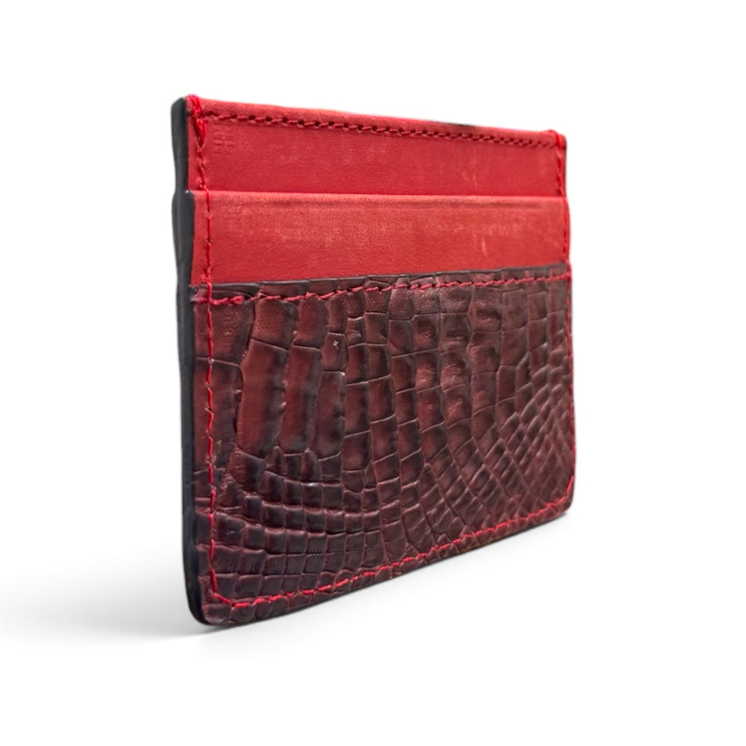 tarjetero de piel vacuno/ cocodrilo cayman red intense v2