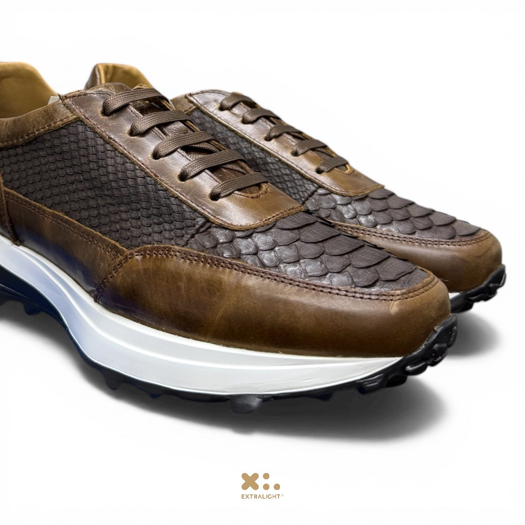 Sneaker 20K piel phyton café moca extralight®