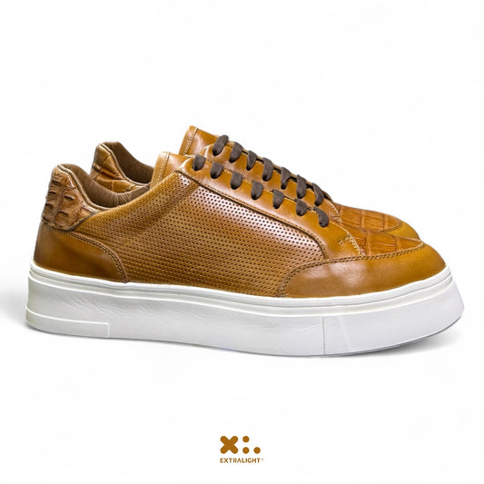 sneaker de piel cayman miel perforado 16k vermil extralight