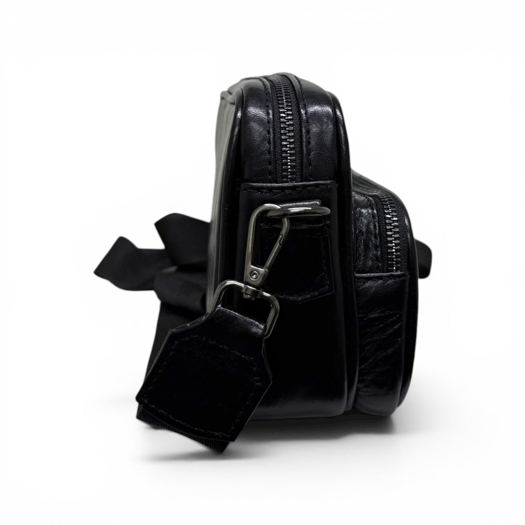 Crossbody Mónaco piel negro acerado / piel elefante
