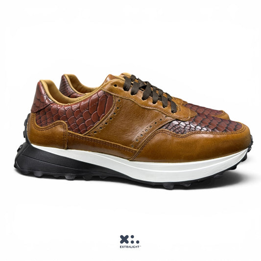 sneaker 20k10 piel pyton skin print brandy