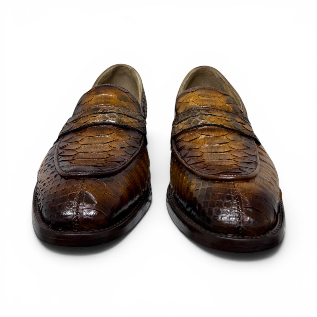 Loafers clermont piel full pyton miel madera mármol