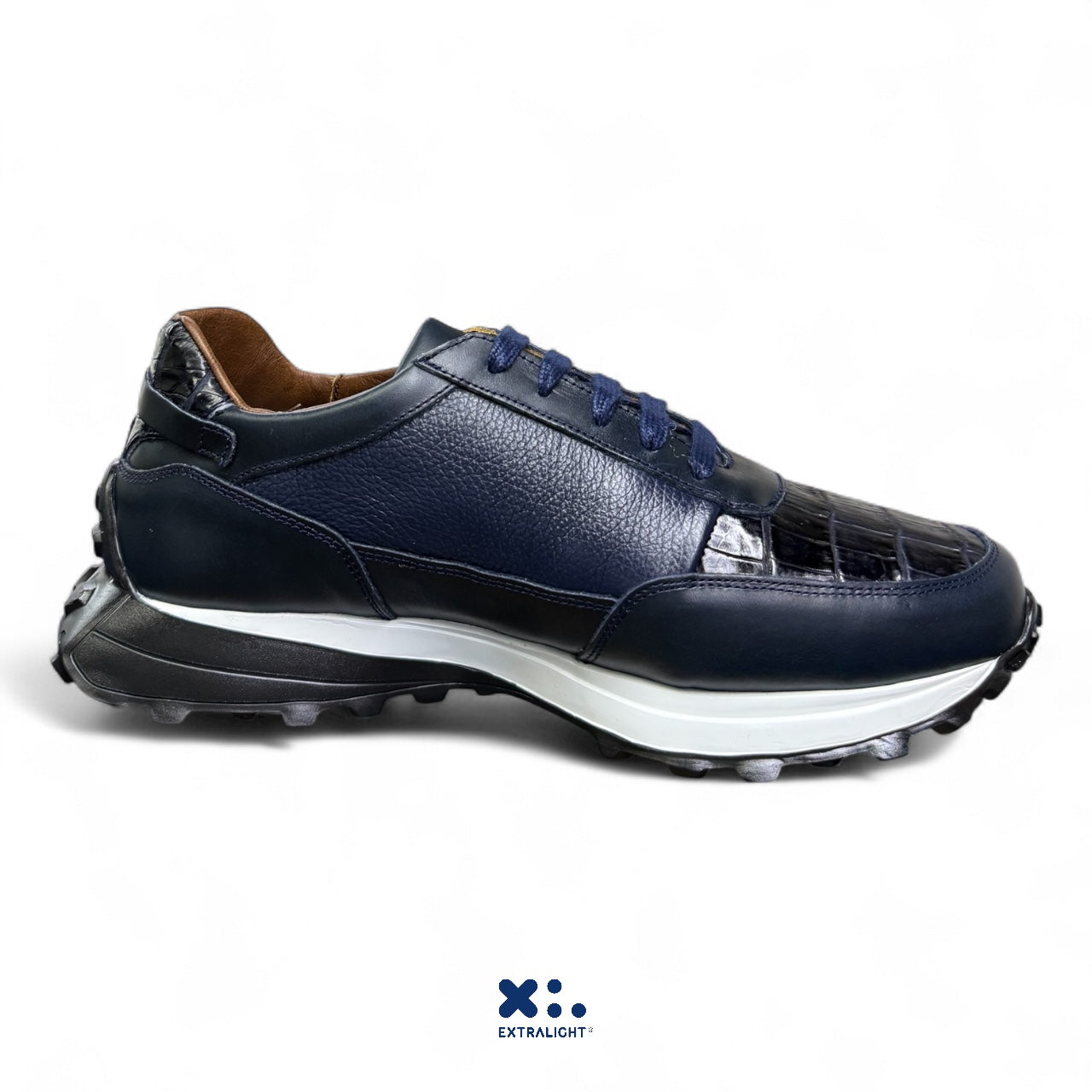 sneaker de piel blue camaleon / cocodrilo legitimo 20k10 extralight