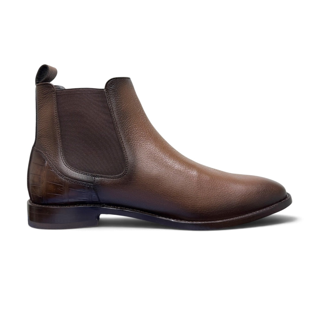 Botines de piel cognac / piel alligator mod smith wesson