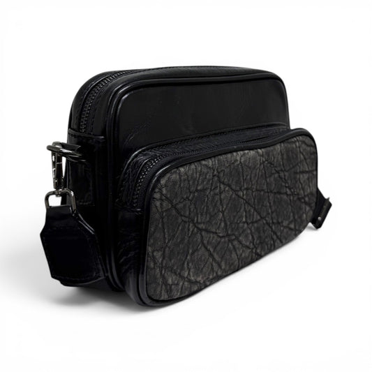 Crossbody Mónaco piel negro acerado / piel elefante