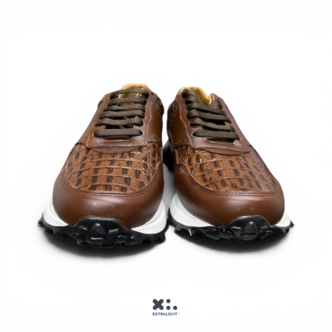 sneaker 20k10 piel cocodrilo skin print cognac