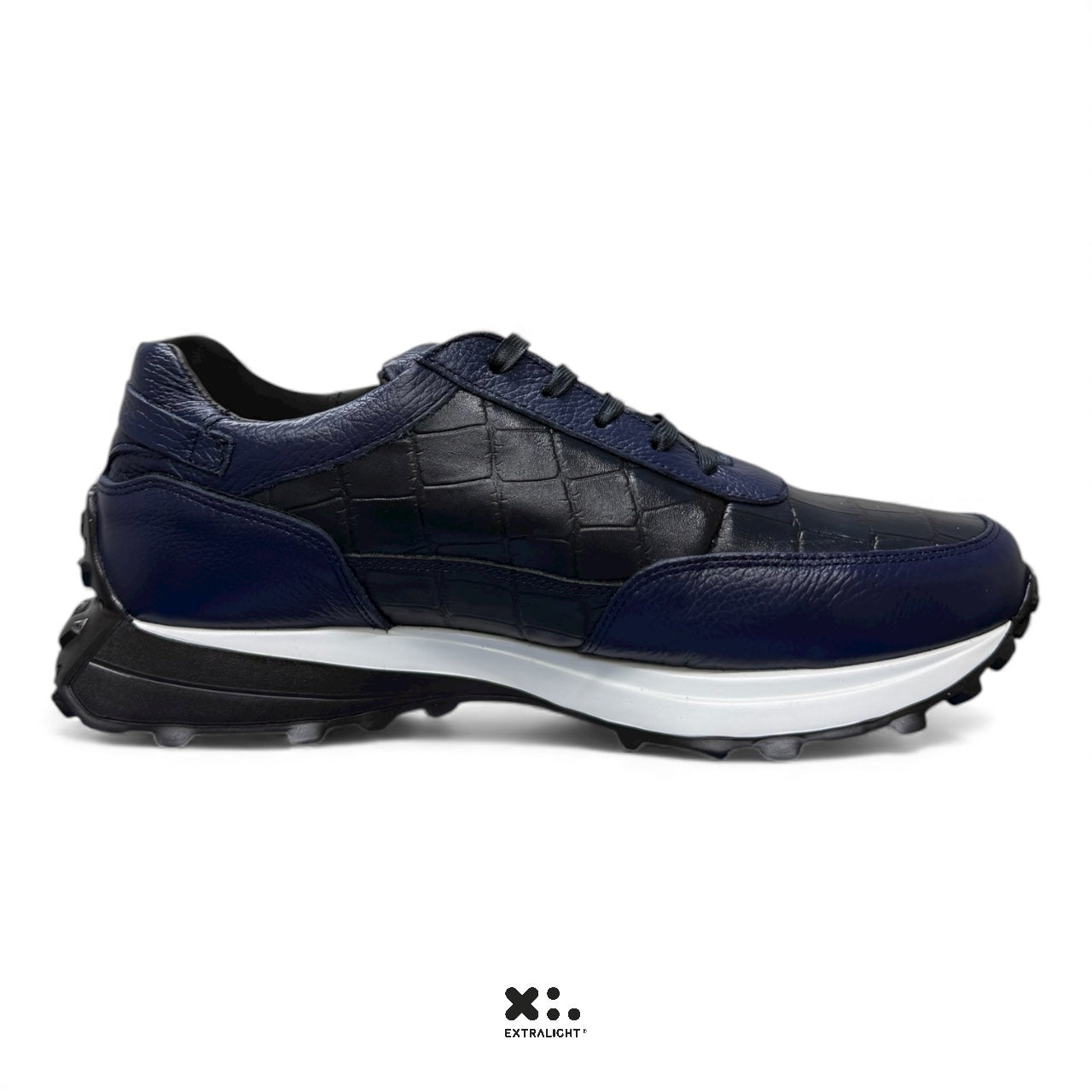 sneaker de piel skin print alligator blue venado 20k extralight