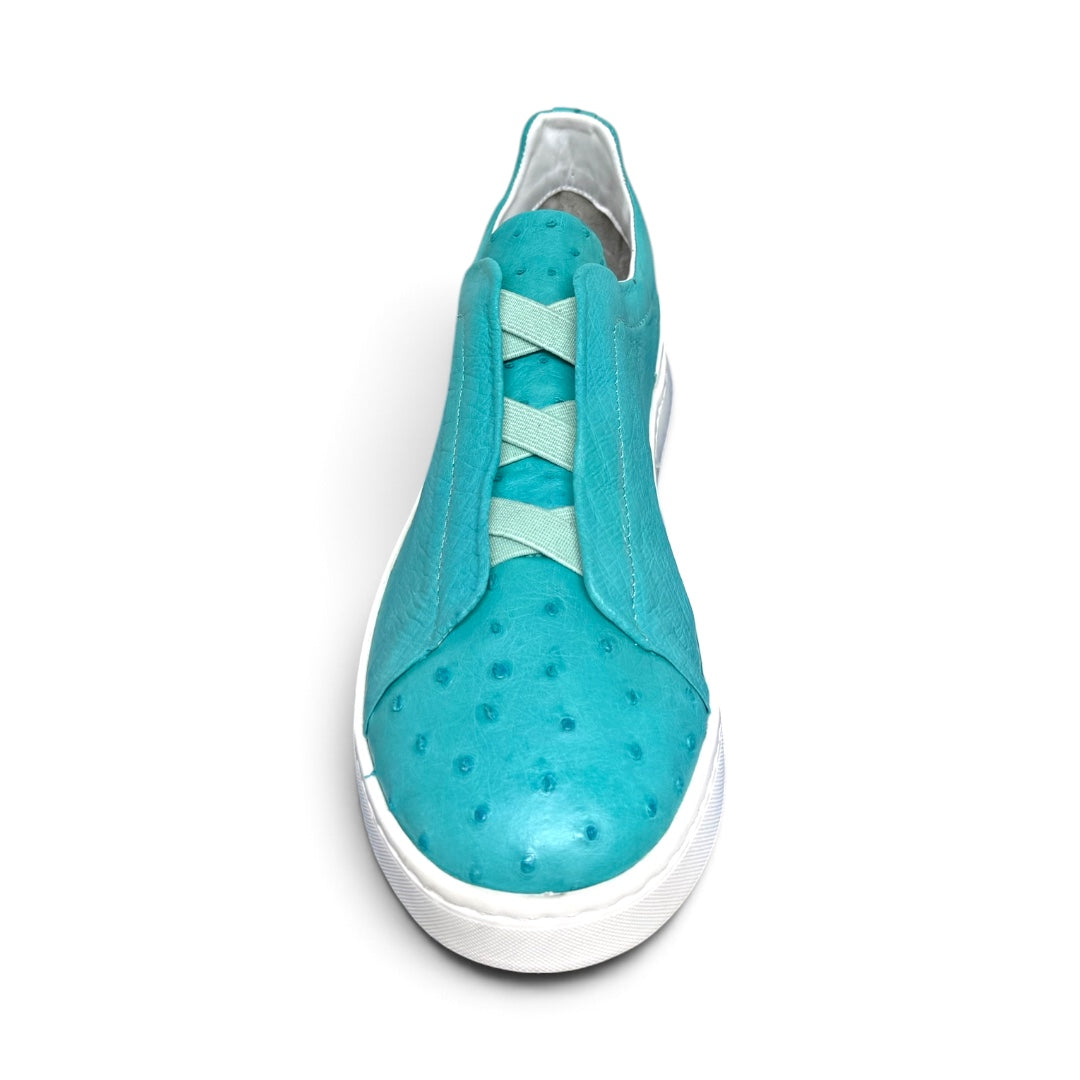 MACRINO- piel avestruz blue ice