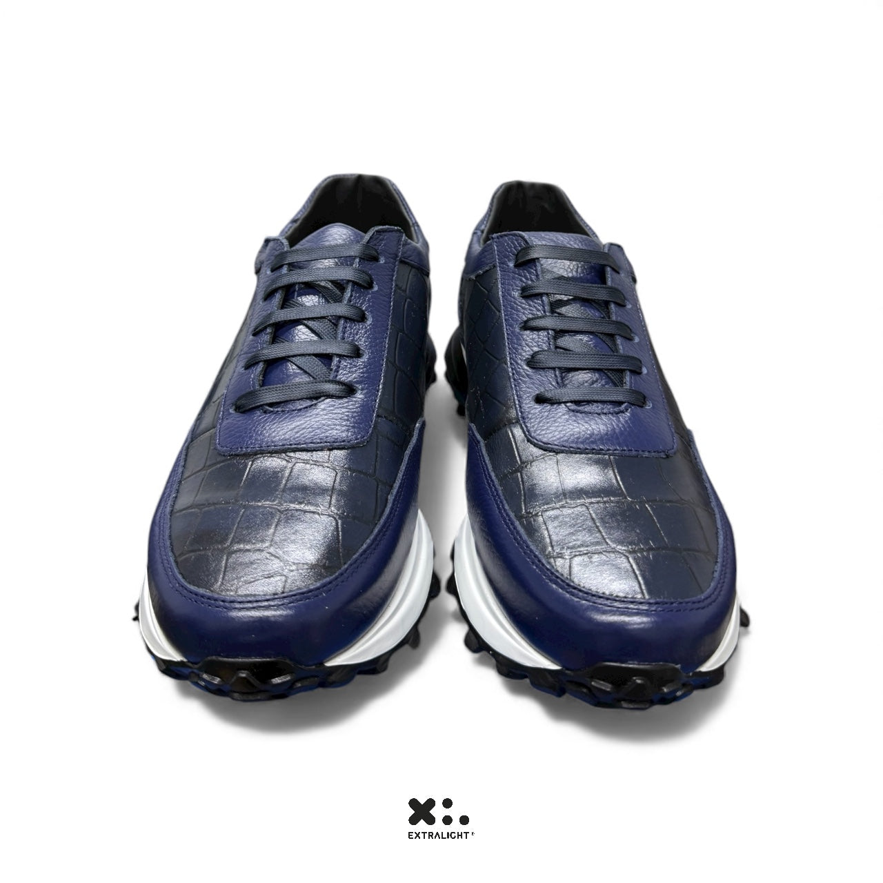 sneaker de piel skin print alligator blue venado 20k extralight