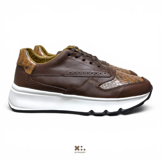 sneaker broklyn- piel wiskey vacuno / serpiente Extralight®