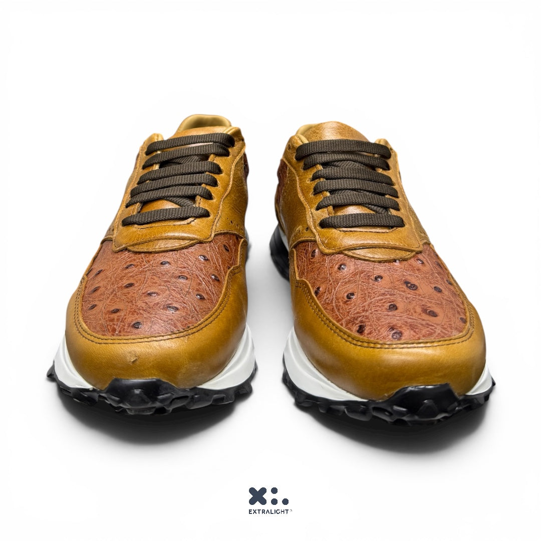 sneaker 20k10 piel avestruz skin print brandy