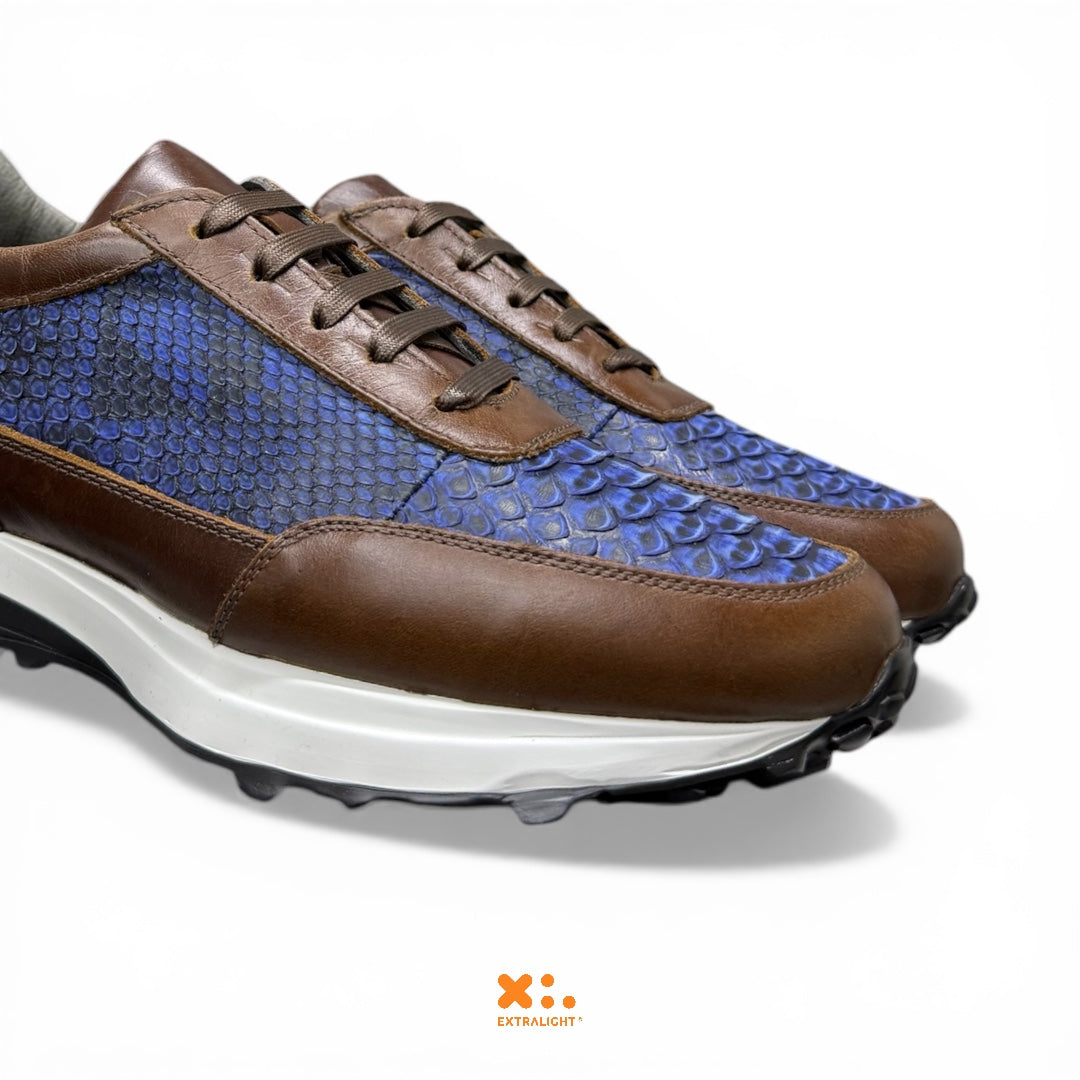 Sneaker 20K piel Phyton mezclilla/cognac extralight®
