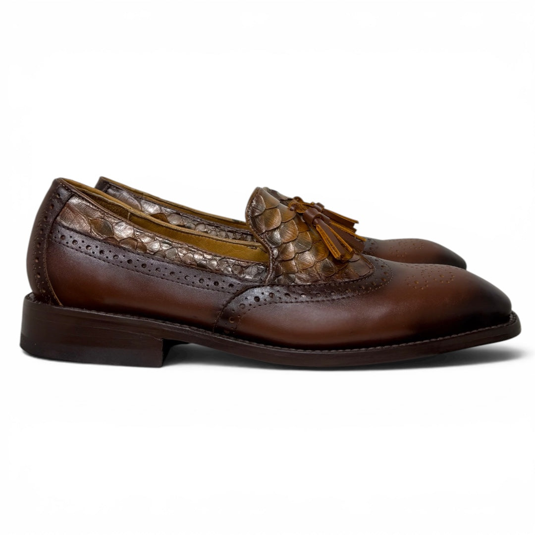 Loafers gianluca piel / pyton miel Brandy