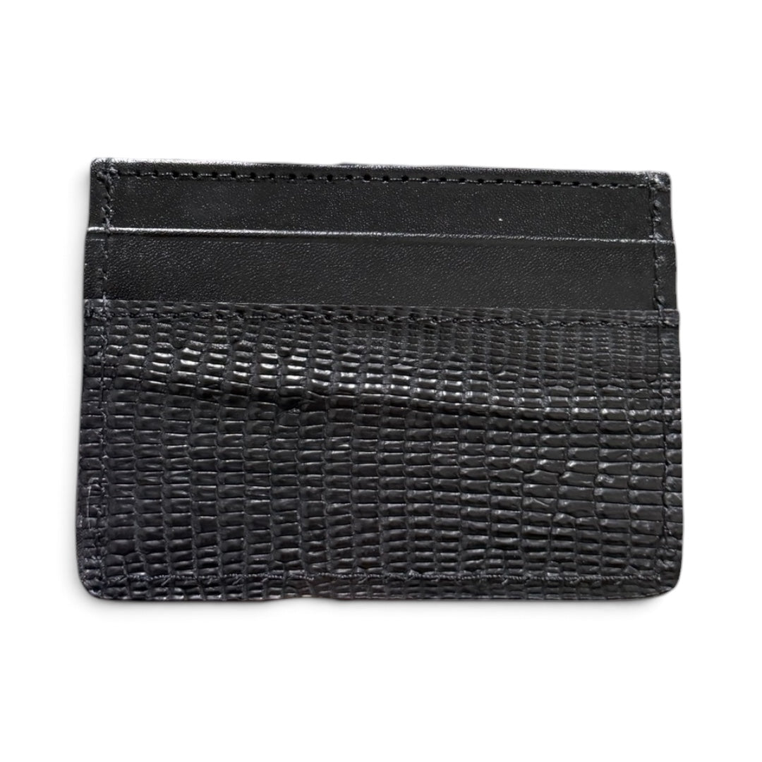 Tarjetero piel vacuno / piel lizard black