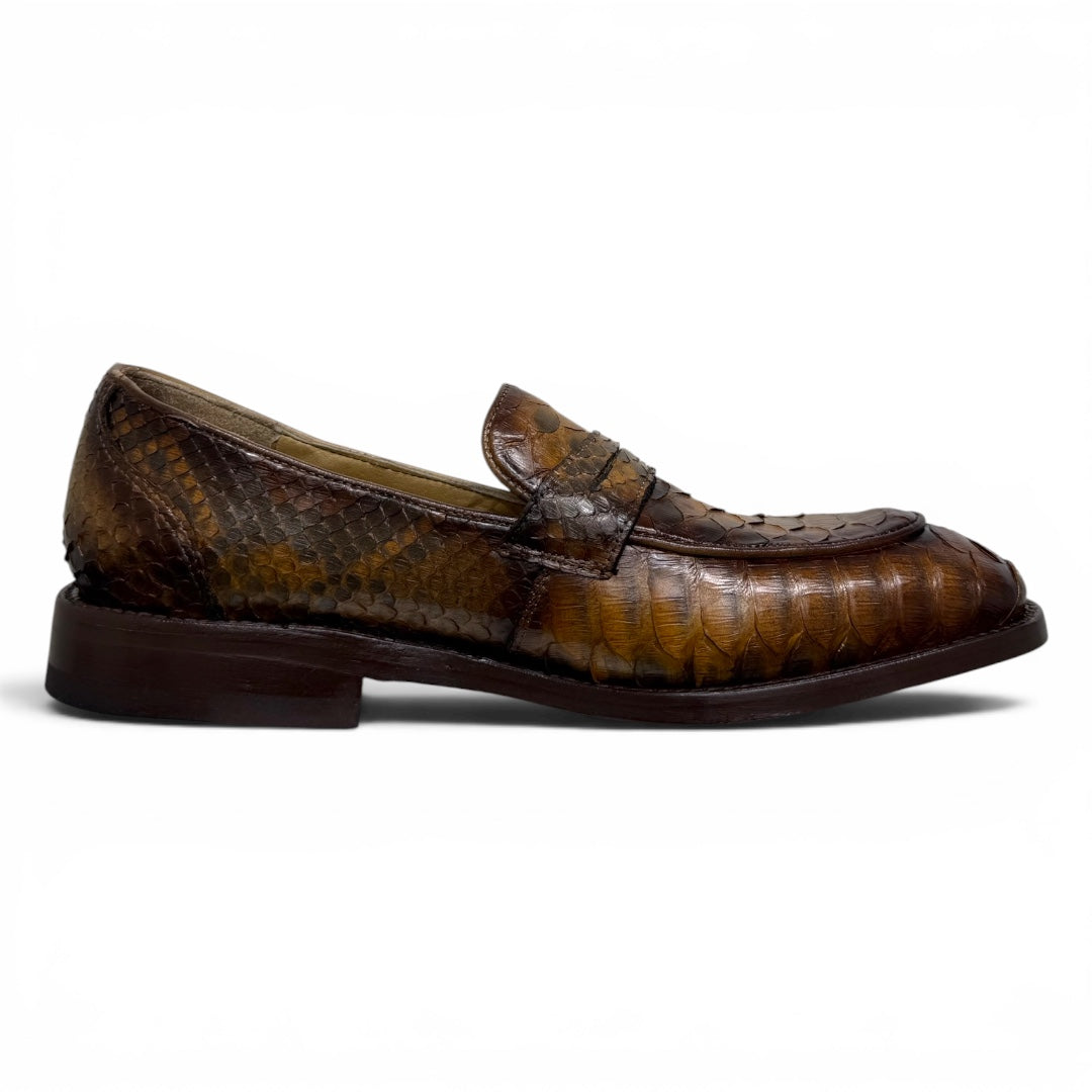Loafers clermont piel full pyton miel madera mármol