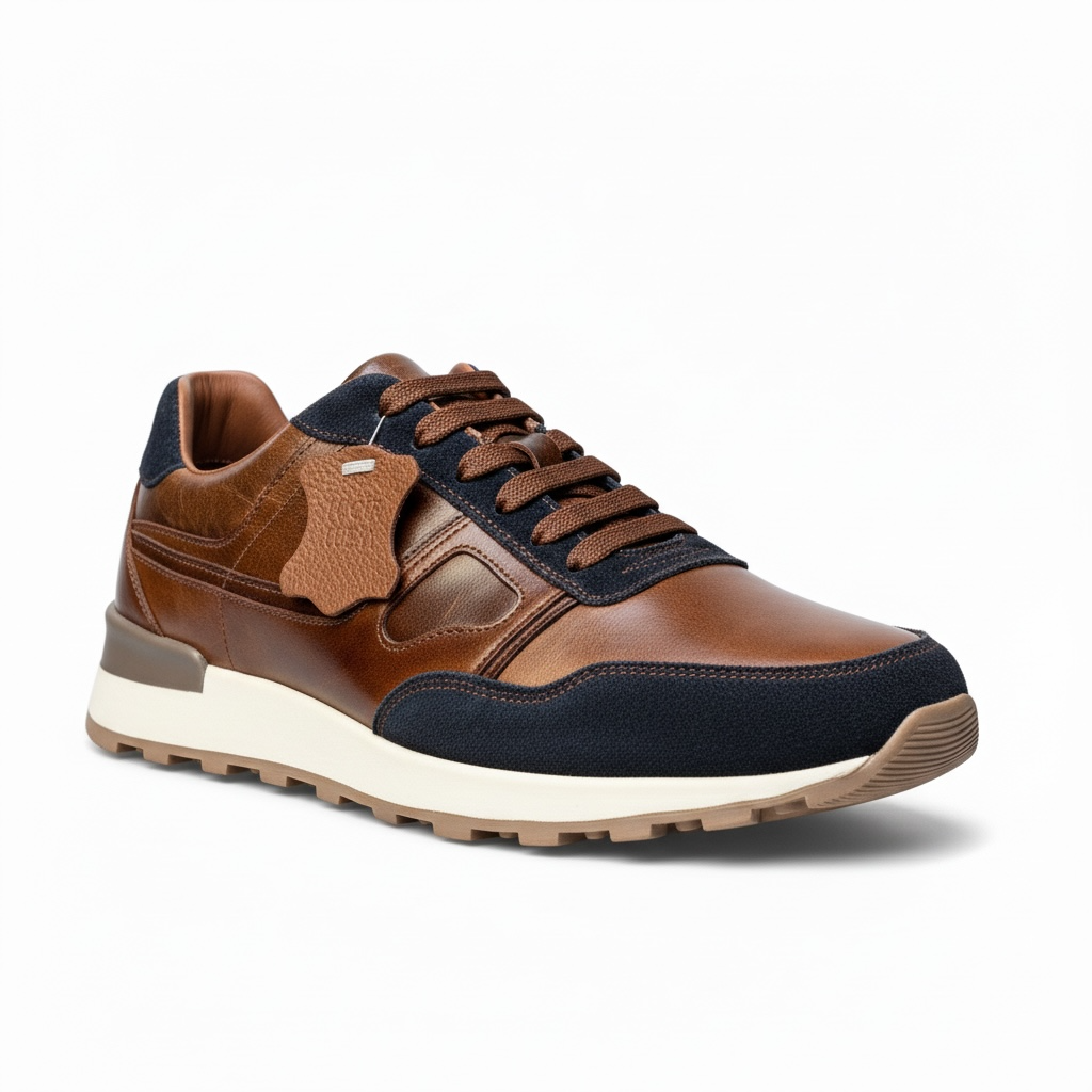 Tenís de piel 6034 - café navy