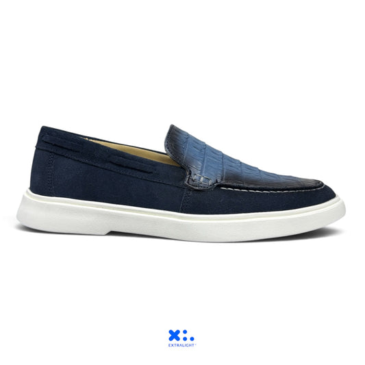 Loafers 15k cocodrilo cayman blue low / gamuza marino