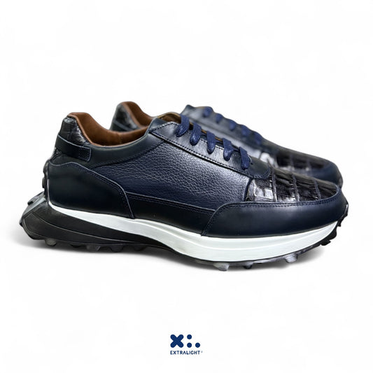 sneaker de piel blue camaleon / cocodrilo legitimo 20k10 extralight