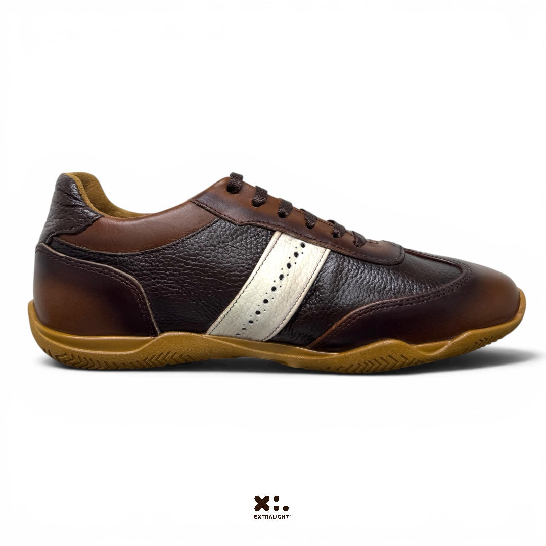 sneaker Mallorca - piel venado / whiskey brown white