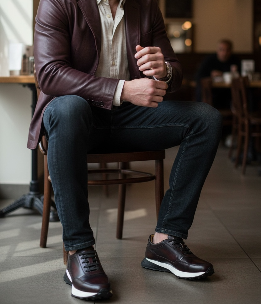 sneaker de piel camaleón Black cherry 20k extralight