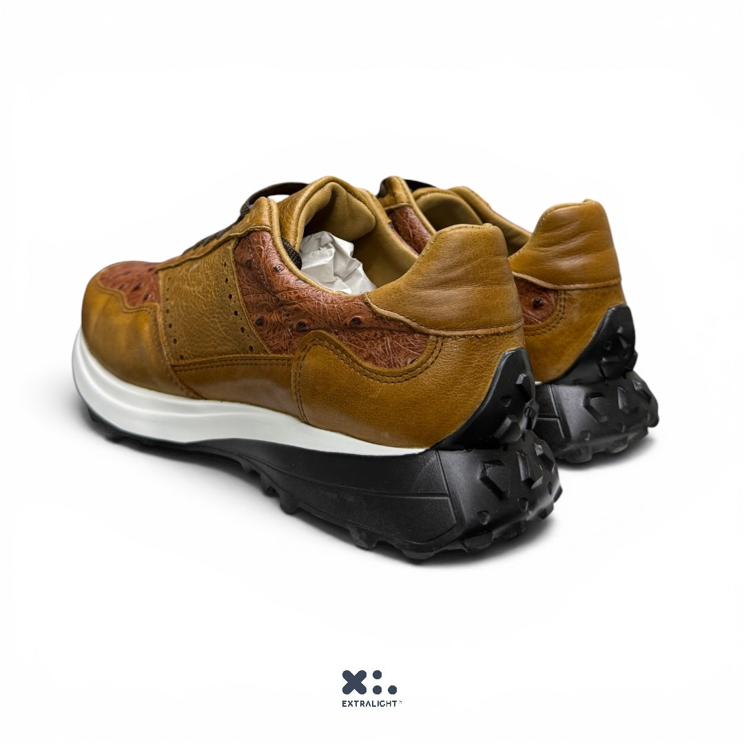 sneaker 20k10 piel avestruz skin print brandy