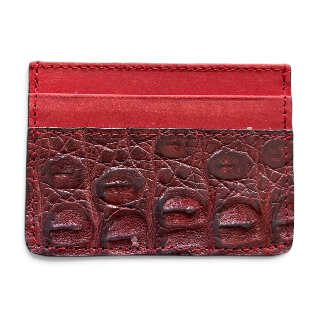 tarjetero de piel vacuno/ cocodrilo red intense
