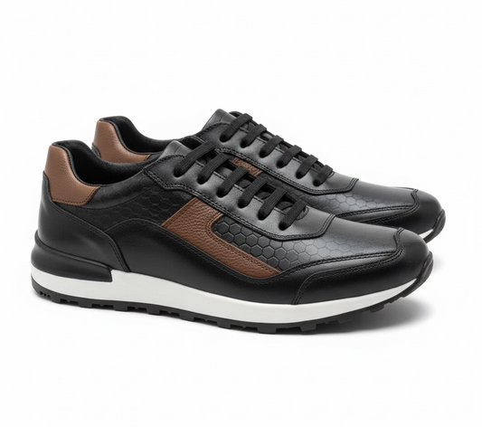 Tenís de piel 6005 - black brown