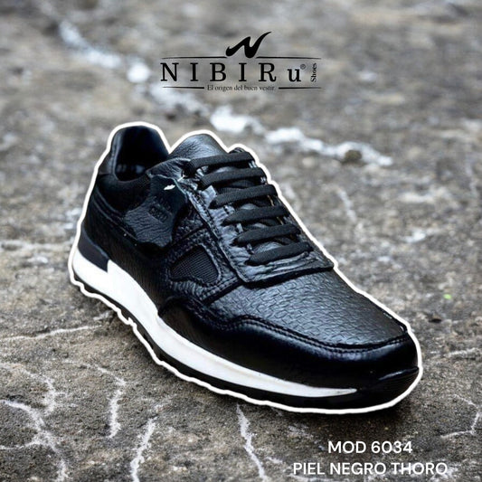 tenis de piel negro king toro mod 6034