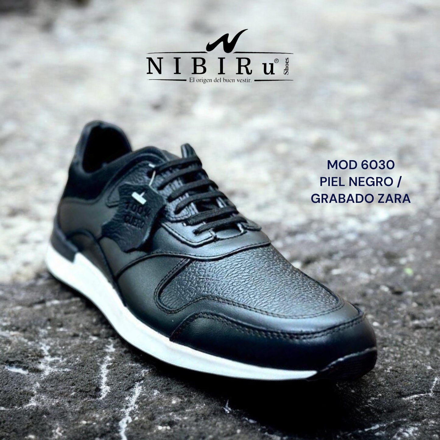 tenis de piel negro napa / grabado zara mod 6030 (mayoreo) compra minima 12 piezas de pares