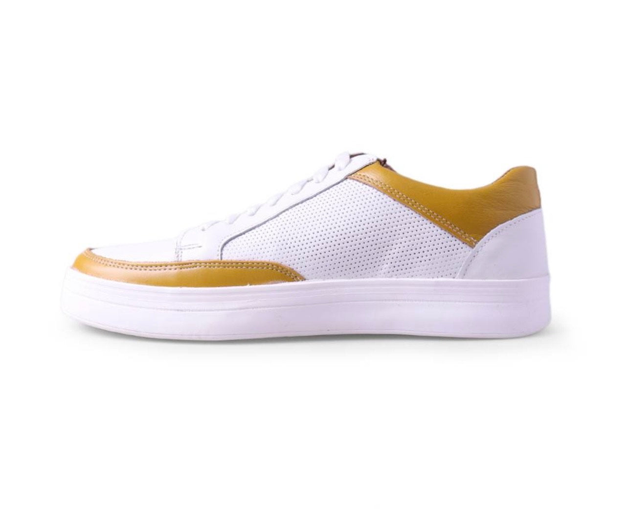 tenis de piel blanco / piel amarillo limon  mod 9002