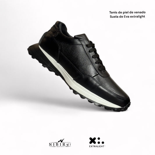 sneaker de piel de venado negro / napa piel / mod 20k