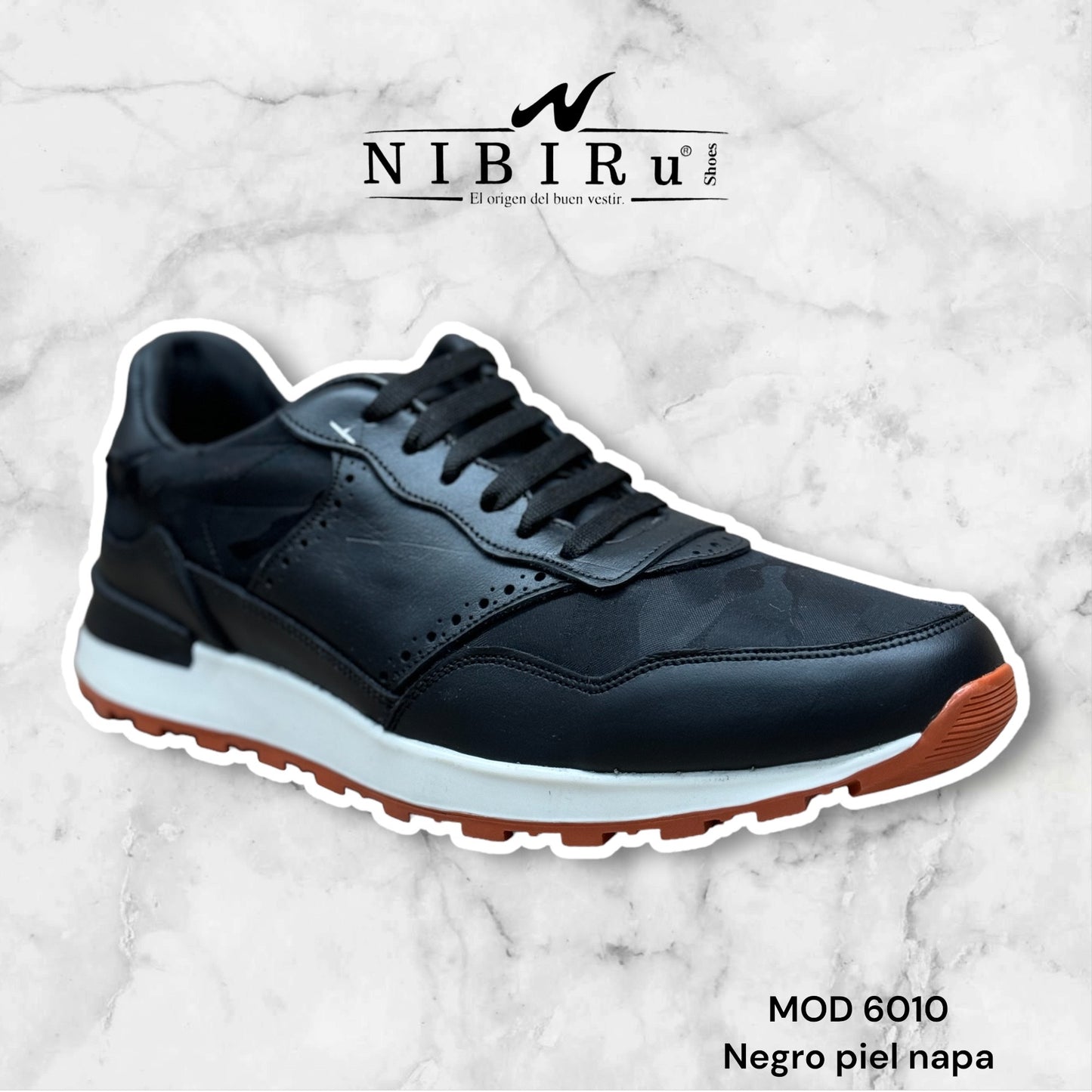 tenis de piel negro napa / foreta camuflage blvck mod 6010