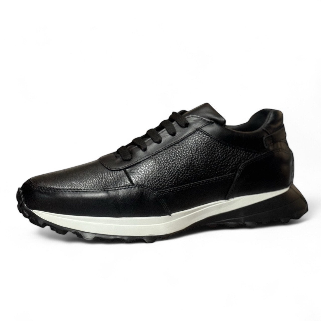 sneaker de piel venado flother negro mod 20k suela extraligera