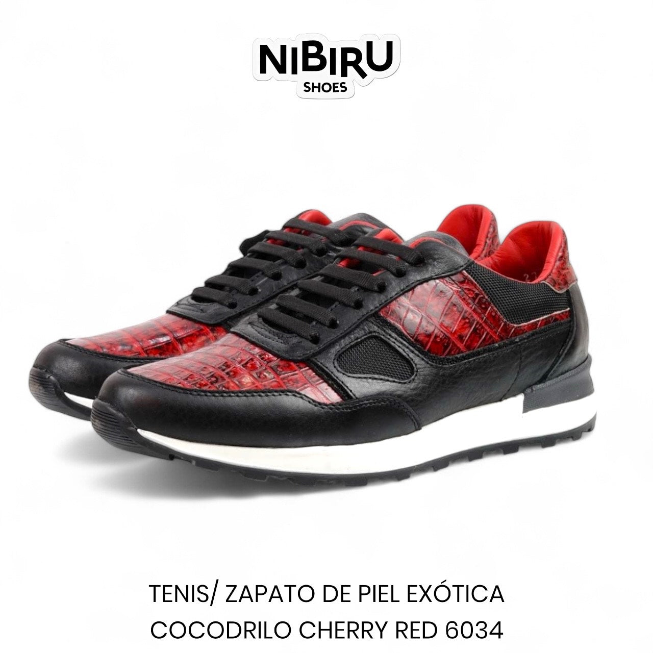 tenis de piel flother toro / piel legitima de cocodrilo cherry ferrari 6034